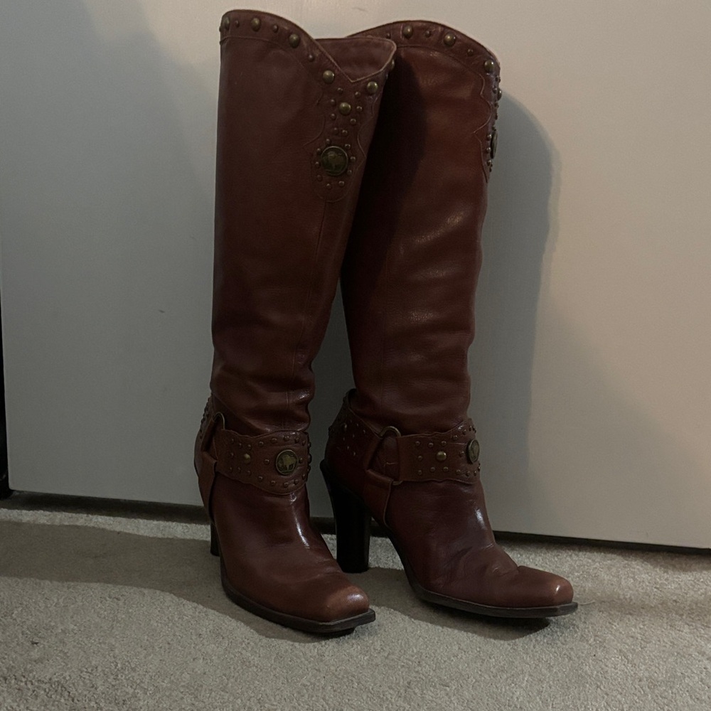 Antonio Melani Brown Studded Knee-High Boots